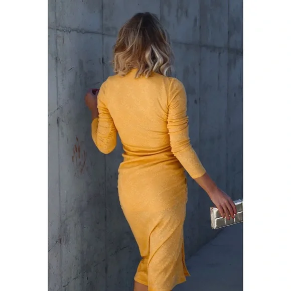 vici gold midi dress with adjustable side split - Picture 8 of 9